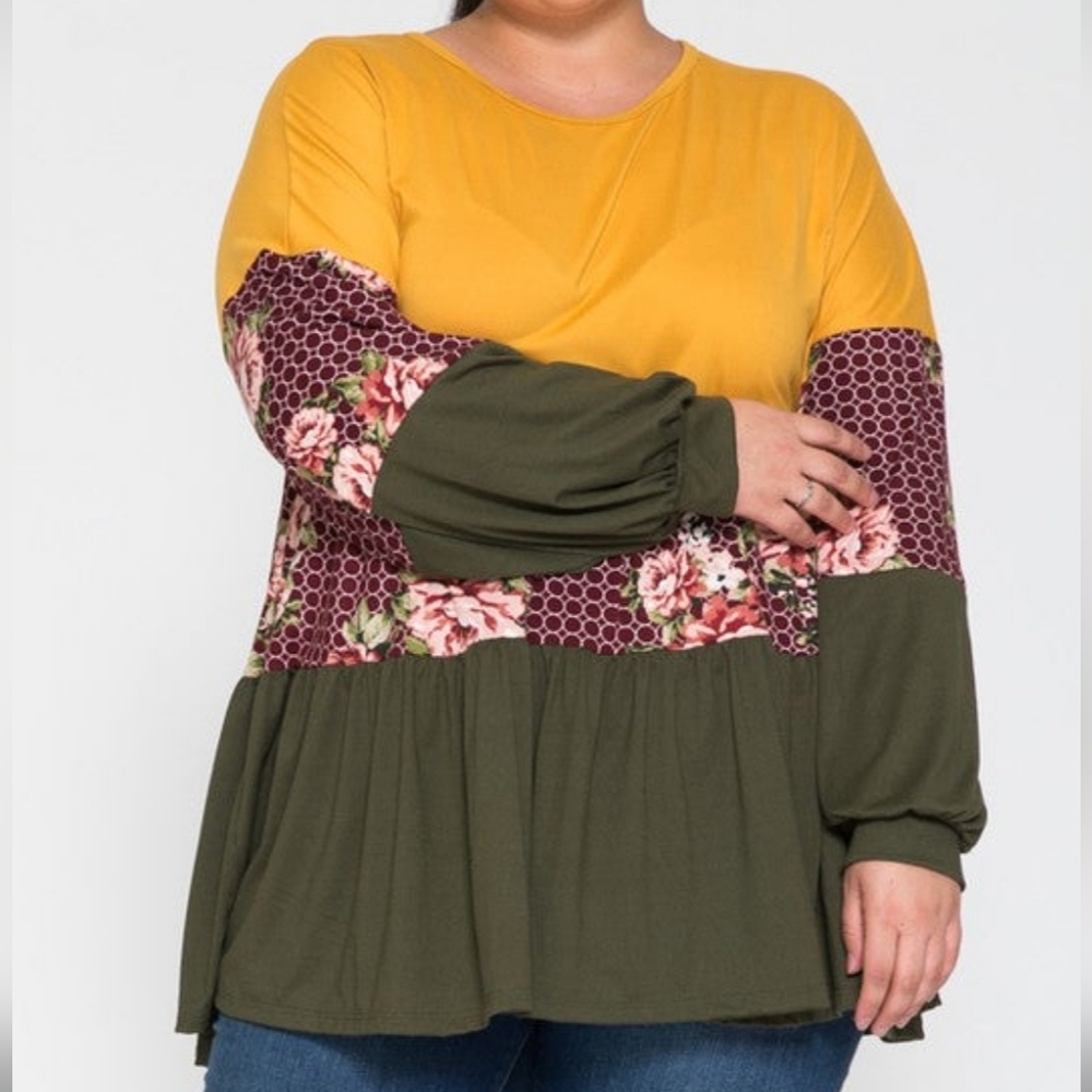 Colorblock Floral Top